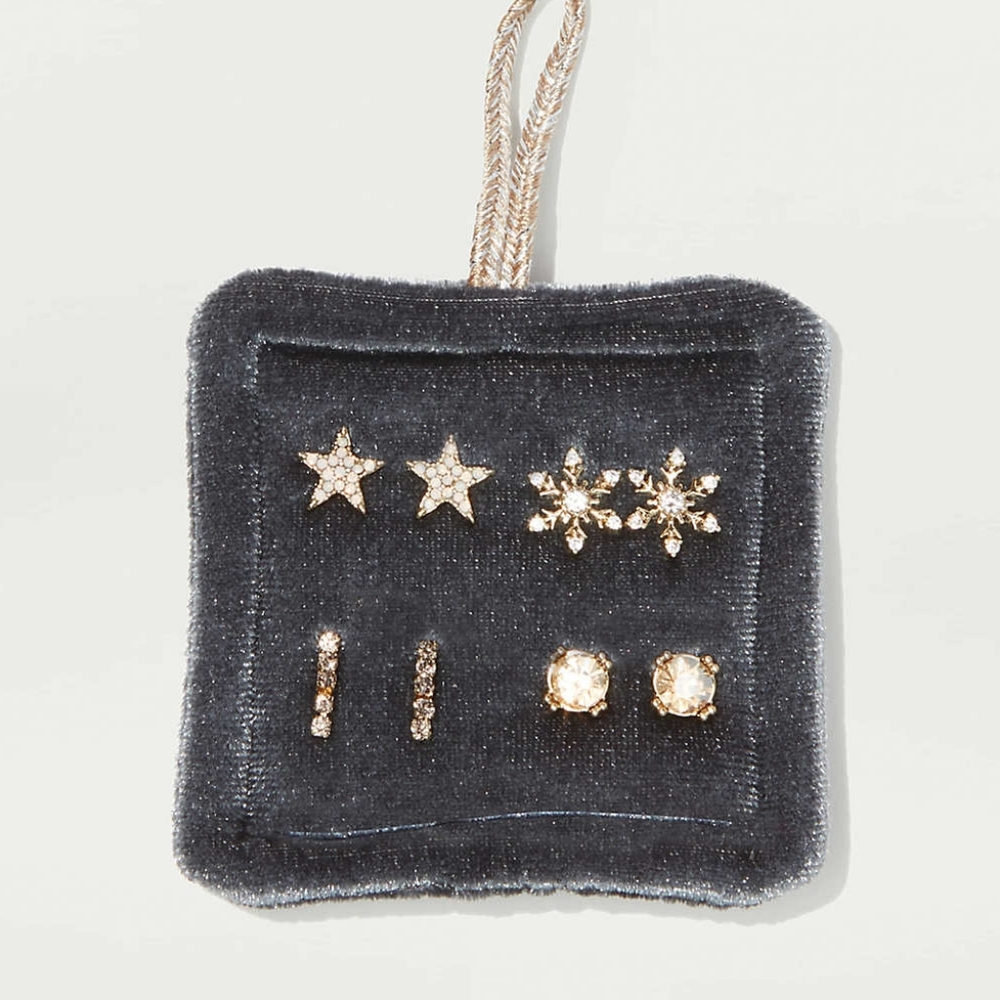 LOFT gold tone shimmer mini stud earrings set, gold